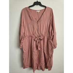 Full‎ Circle Trends Dress NWT Long Sleeve Pink With Pockets 3X